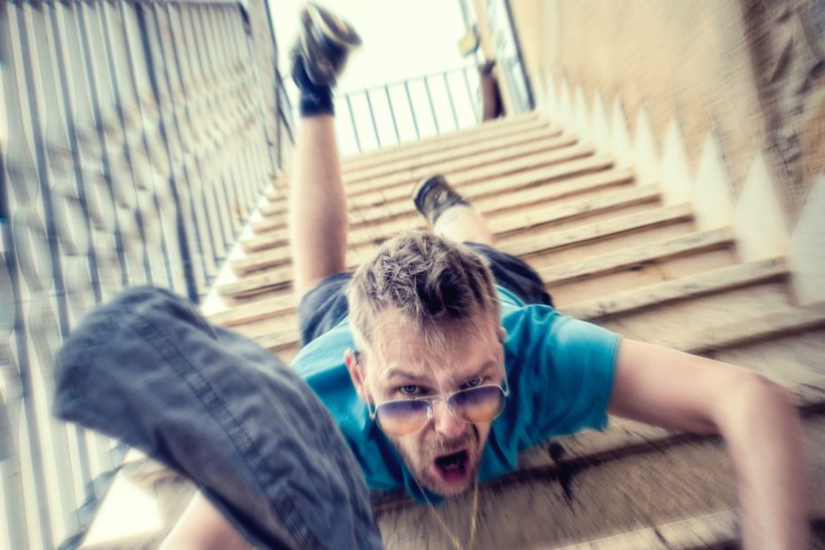 Man falling down steps